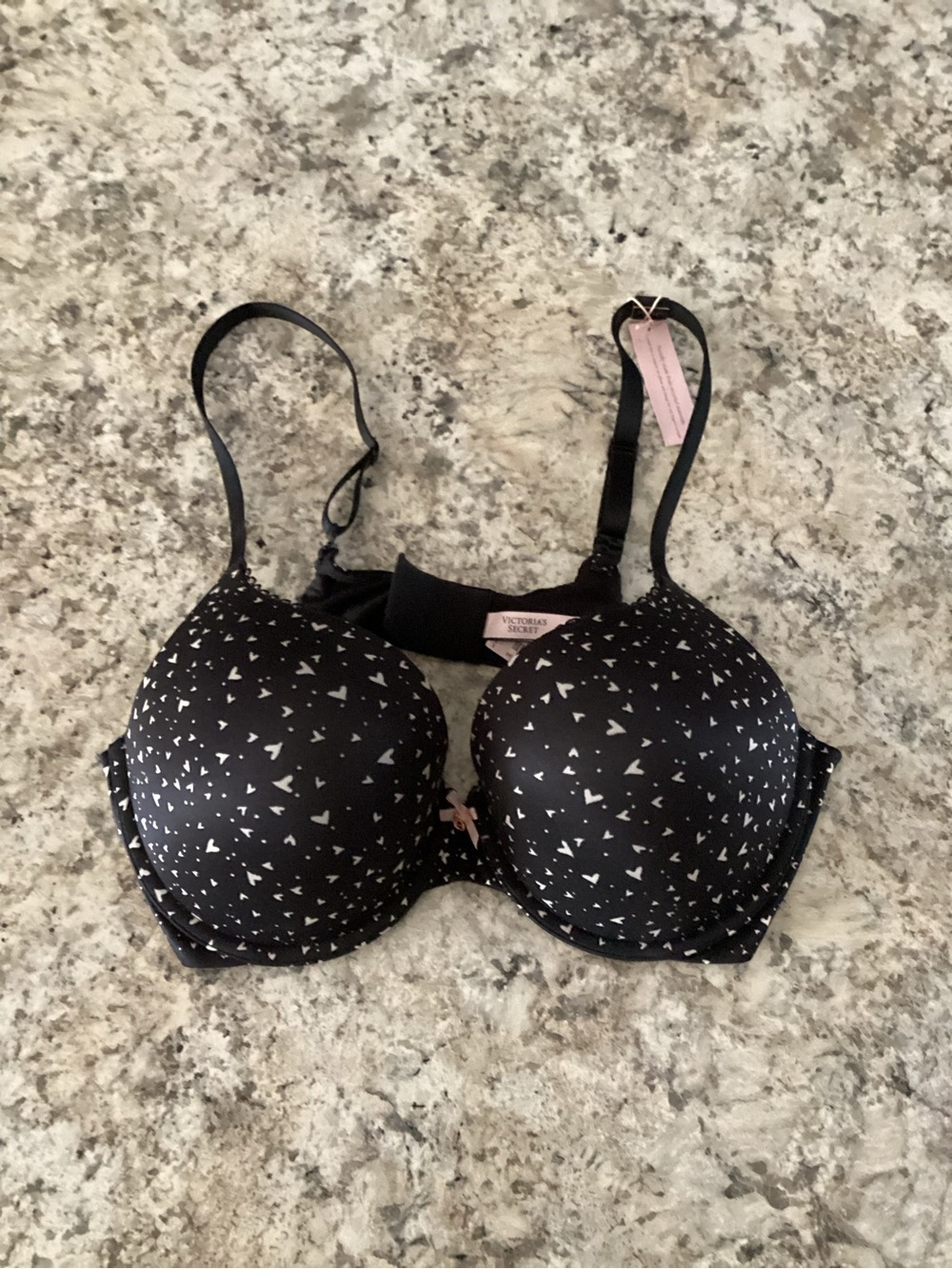 Victoria's Secret Black Hearts Print Push-Up Bra